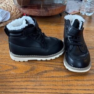 Cozy Black Kids Boots with White Lining